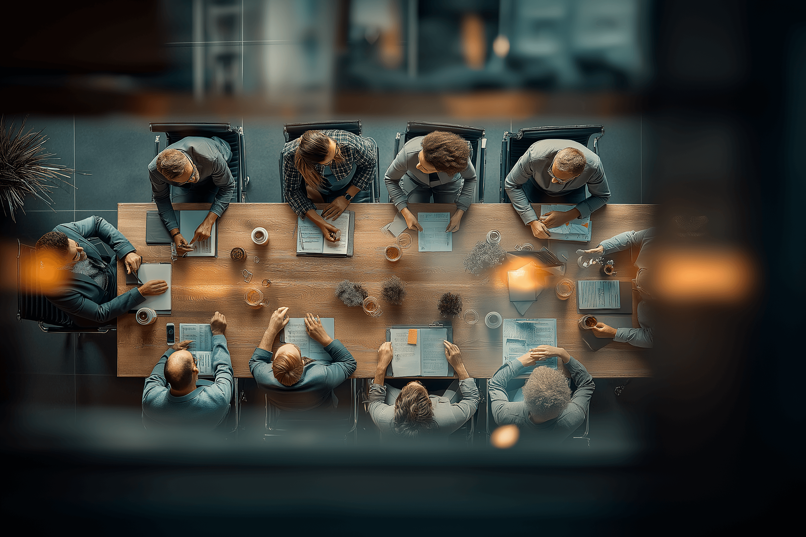 u2844336958 Overhead view of a business negotiation top-down pe c1970401-3957-4127-b017-c5bc634ef1c4