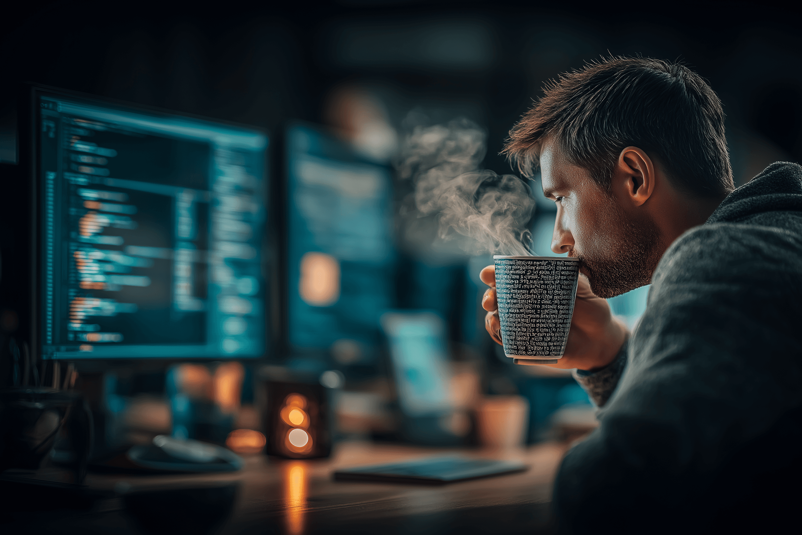 u2844336958 programmer drinks coffe and working on code --ar 32 69c2b794-f3be-41c5-8cc0-8a4a19892f48