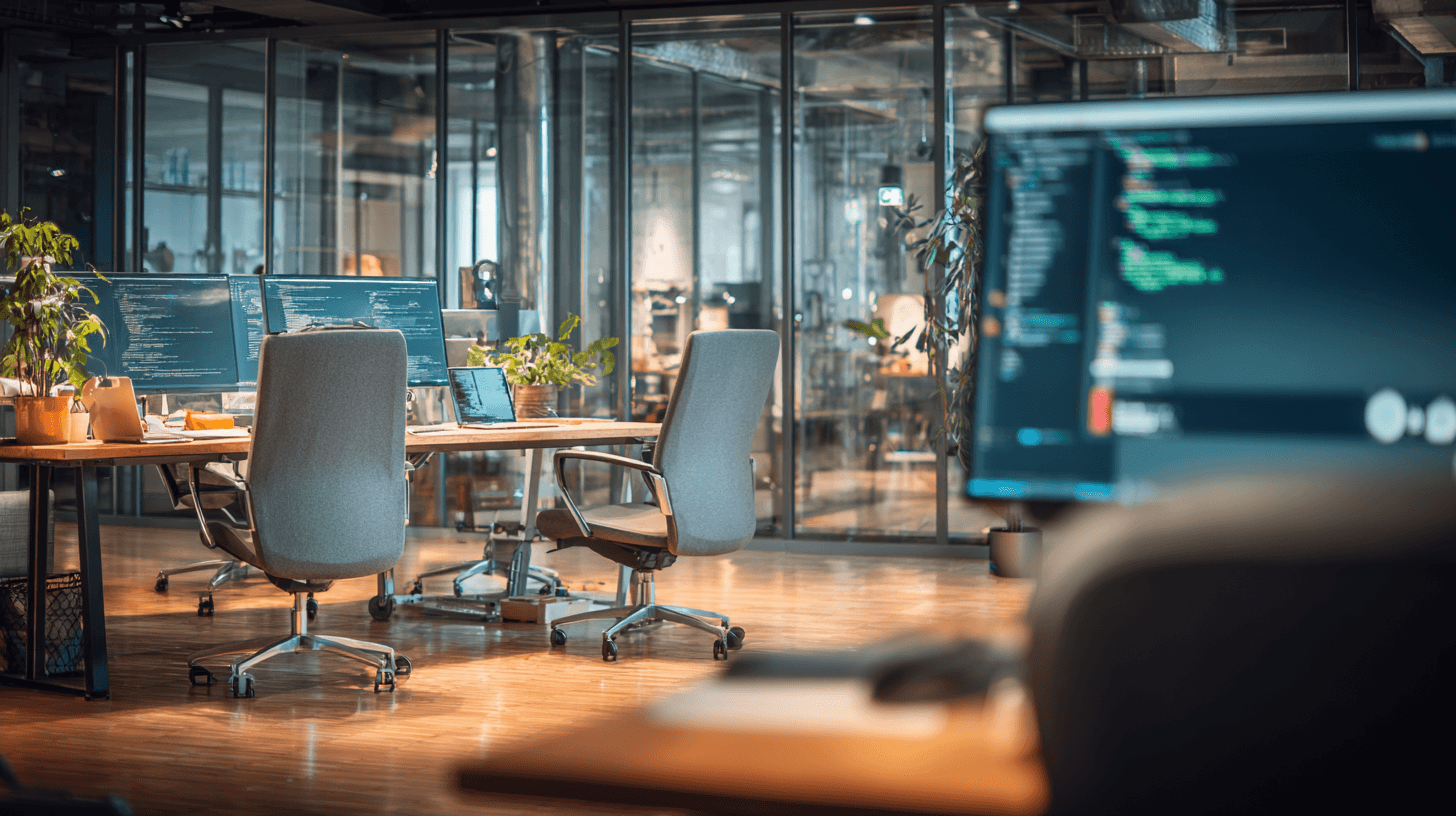 u2844336958 modern IT office interior open space with sleek d f3b3222d-ce87-41ed-a121-732c12c3d416 3